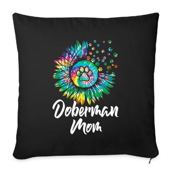 Doberman Mom Tournesols Doberman Pinscher Chien - Coussin et housse de 45 x 45 cm - noir - Devant