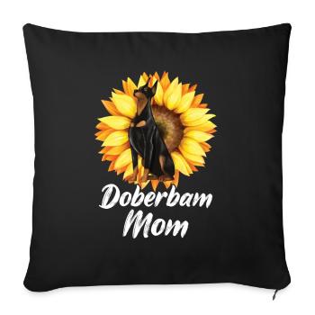 Doberman Mom Tournesols Doberman Pinscher Chien - Coussin et housse de 45 x 45 cm - noir - Devant