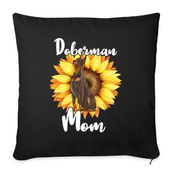 Doberman Mom Tournesols Doberman Pinscher Chien - Coussin et housse de 45 x 45 cm - noir - Devant