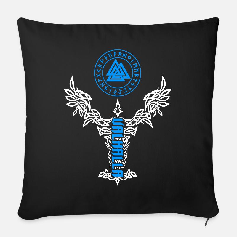 Valhalla Raben Wikinger Valknut Wotansknoten - Sofakissen mit Füllung 45 x 45 cm - Schwarz