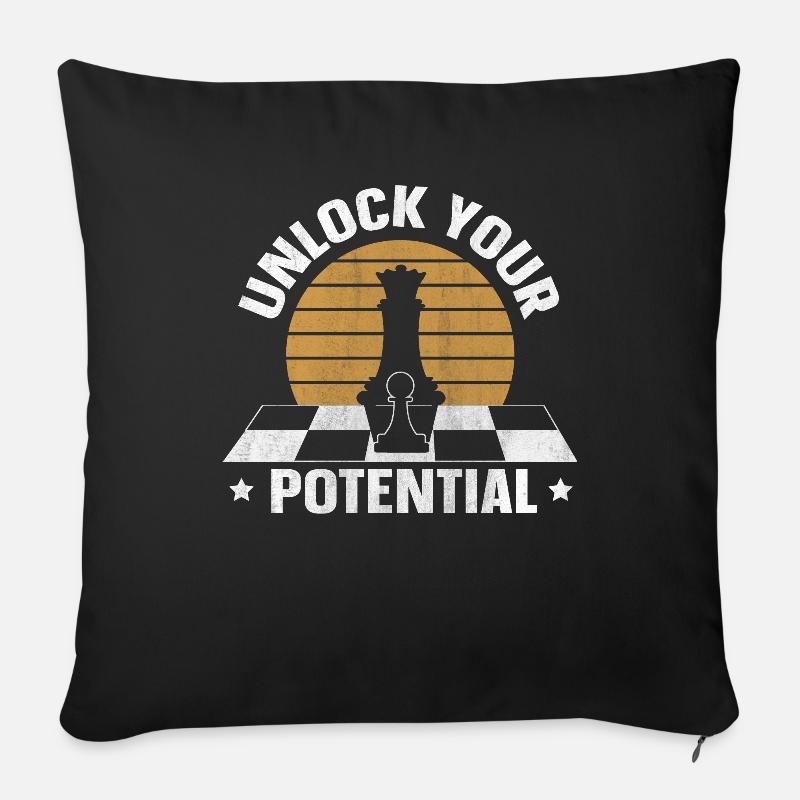 Unlock Your Potential lustiges Schach - Sofakissen mit Füllung 45 x 45 cm - Schwarz