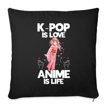 Anime & K-Pop Musique Kpop Manga Japonais Otaku - Coussin et housse de 45 x 45 cm - noir - Devant