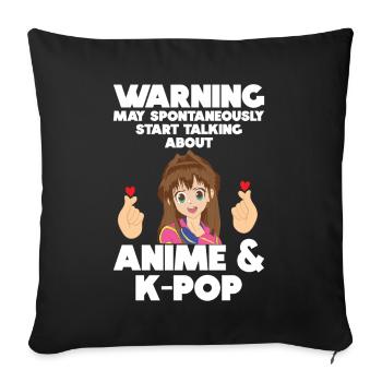 Anime & K-Pop Musique Kpop Manga Japonais Otaku - Coussin et housse de 45 x 45 cm - noir - Devant