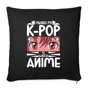Anime & K-Pop Musique Kpop Manga Japonais Otaku - Coussin et housse de 45 x 45 cm - noir - Devant