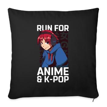 Anime & K-Pop Musique Kpop Manga Japonais Otaku - Coussin et housse de 45 x 45 cm - noir - Devant