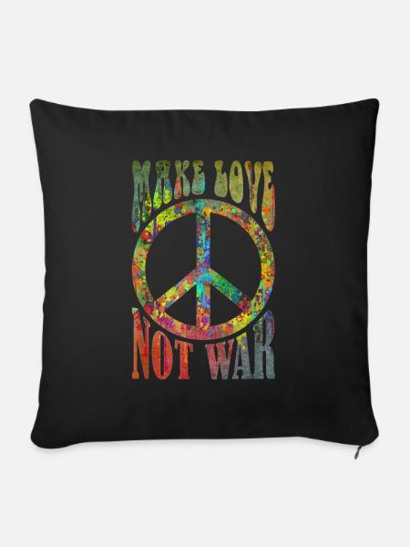 MAKE LOVE - NOT WAR - Sofakissen mit Füllung 45 x 45 cm - Schwarz