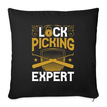 Lockpicking Experte Schloss Lock Picking Knacken - Sofakissen mit Füllung 45 x 45 cm - Schwarz - Vorne