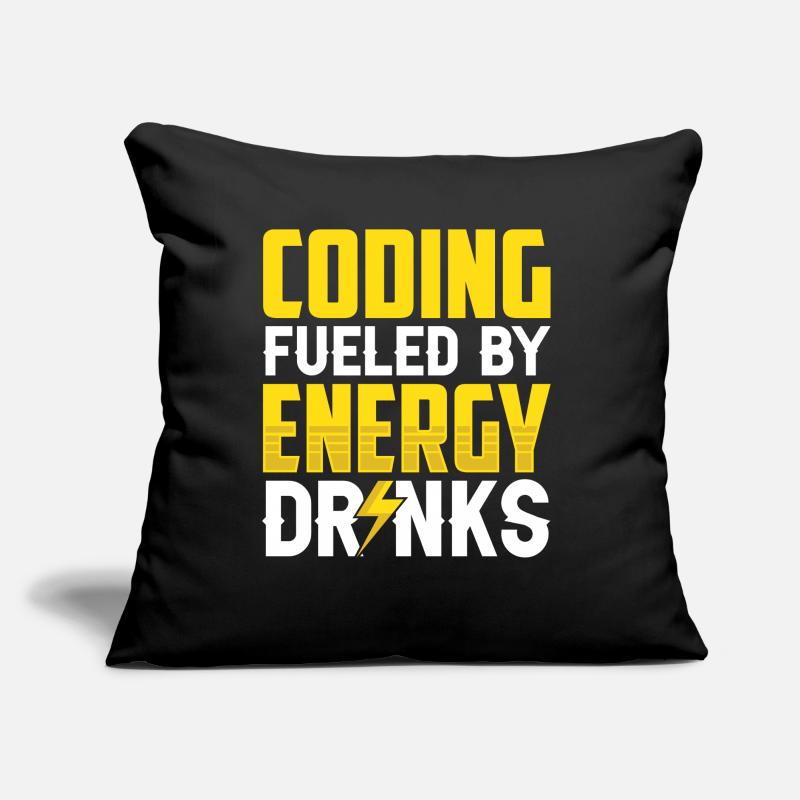 Programming with Energydrinks Coding Code Coder Sofa pillow with filling 45cm x 45cm