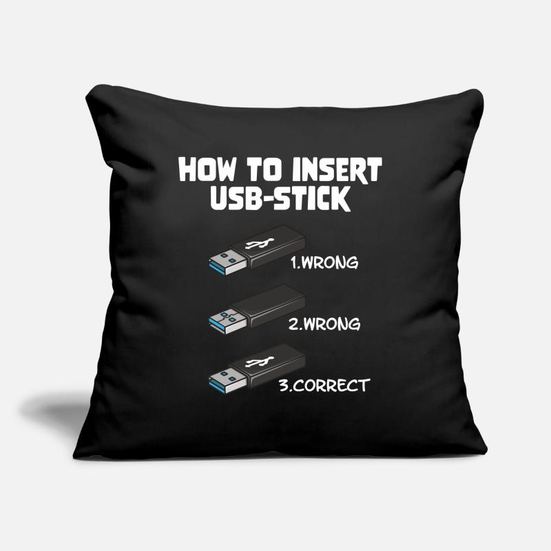 How To Insert USB Stick Funny Programmer Meme Sofakissen mit Füllung 45 x 45 cm