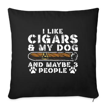 Cigar and dogs smoking toabacos - Sofa pillow with filling 45cm x 45cm - black - Front