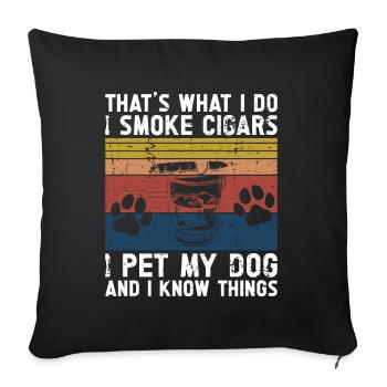 Cigar and dogs smoking toabacos - Sofa pillow with filling 45cm x 45cm - black - Front