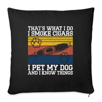 Cigar and dogs smoking toabacos - Sofa pillow with filling 45cm x 45cm - black - Front