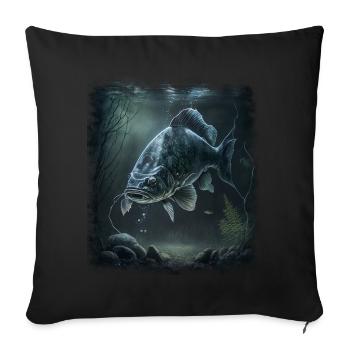 Carp fishing - Sofa pillow with filling 45cm x 45cm - black - Front