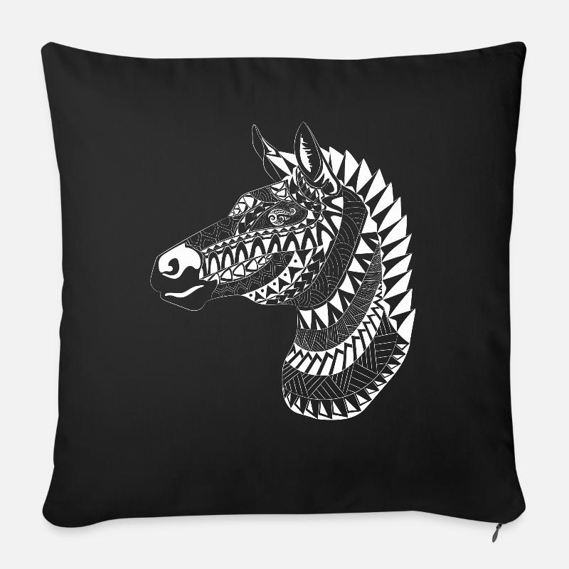 Maori Zebra Head - Sofa pillow with filling 45cm x 45cm - black