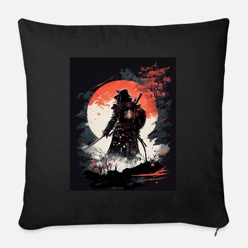 Japanischer Samurai-Krieger - Sofakissen mit Füllung 45 x 45 cm - Schwarz