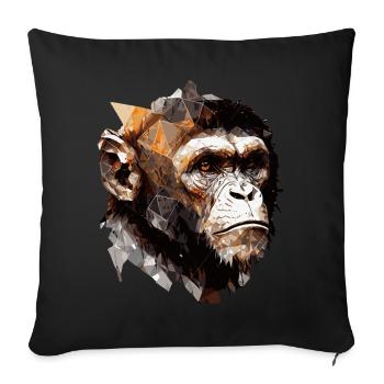 Geometric Monkey Head Abstract Polygonal Wild Anim - Sofa pillow with filling 45cm x 45cm - black - Front