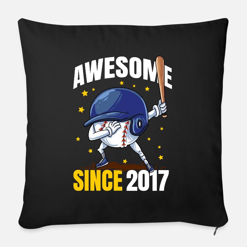 Awesome seit 2017 - 6. Baseball-Geburtstag - Sofakissen mit Füllung 45 x 45 cm - Schwarz