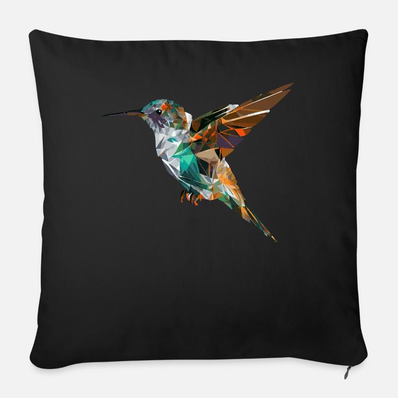 Geometric Hummingbird Head Abstract Polygonal Bird - Sofakissen mit Füllung 45 x 45 cm - Schwarz