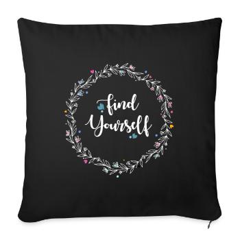 Flower Wreath Hearts Find Yourself - Sofa pillow with filling 45cm x 45cm - black - Front