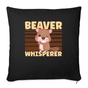 Beaver Fan Beaver Lovers Funny Beaver Gift - Sofa pillow with filling 45cm x 45cm - black - Front