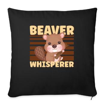 Beaver Fan Beaver Lovers Funny Beaver Gift - Sofa pillow with filling 45cm x 45cm - black - Front