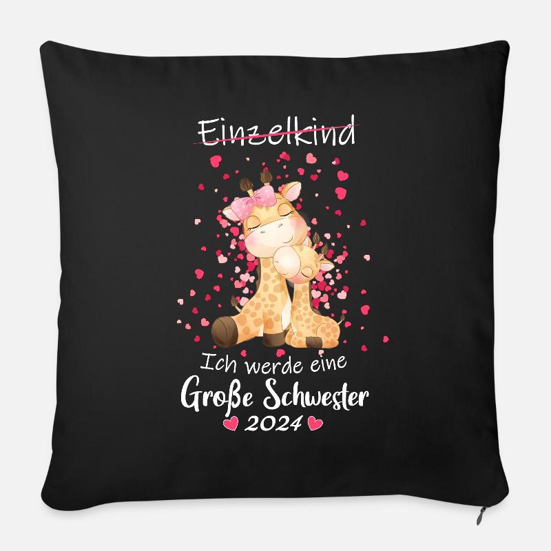 Ich Werde Eine Große Schwester 2024 - Sofakissen mit Füllung 45 x 45 cm - Schwarz