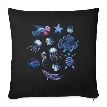 Fish lover Sea animal sea - Sofa pillow with filling 45cm x 45cm - black - Front