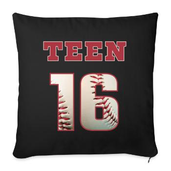 Baseball TEEN 16 - Sofakissen mit Füllung 45 x 45 cm - Schwarz - Vorne