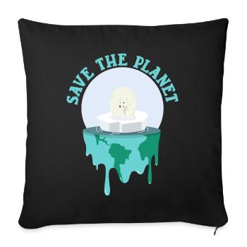 Save The Planet Klimawandel Eisbär - Sofakissen mit Füllung 45 x 45 cm - Schwarz - Vorne