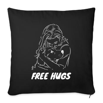 Free Hugs - Frau mit Hund - Sofakissen mit Füllung 45 x 45 cm - Schwarz - Vorne