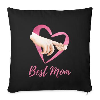 Best Mom Herz Hand Mutterliebe - Sofakissen mit Füllung 45 x 45 cm - Schwarz - Vorne