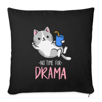 Drôle de chat Pas de temps pour le drame - Coussin et housse de 45 x 45 cm - noir - Devant