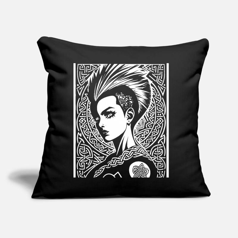 Fantasy Post Punk Celtic Tribal Batcave Mohawk Gi Coussin et housse de 45 x 45 cm