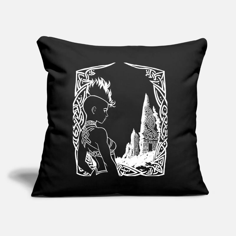 Fantasy Post Punk Celtic Tribal Batcave Mohawk Gi Coussin et housse de 45 x 45 cm