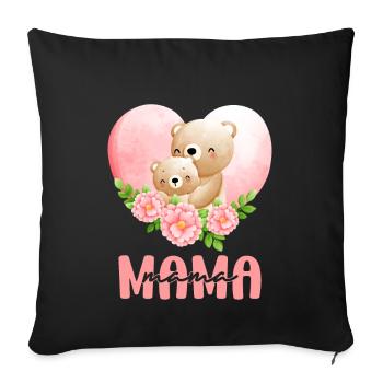 Bear Mom Mom Mother Mother's Day Gift Idea - Coussin et housse de 45 x 45 cm - noir - Devant