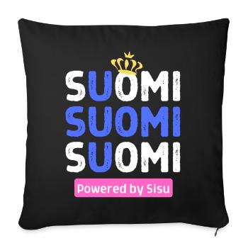 Finland weather flag with krona - Sofa pillow with filling 45cm x 45cm - black - Front