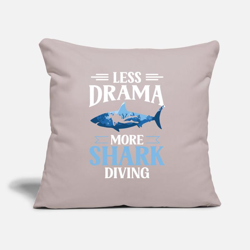 Moins de drame Plus de plongée avec les requins Plongée avec les requins Coussin et housse de 45 x 45 cm