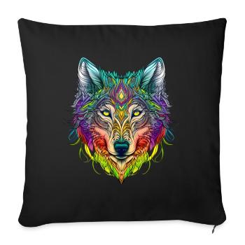 Rainbow Ghost Wolf Portrait - Sofa pillow with filling 45cm x 45cm - black - Front