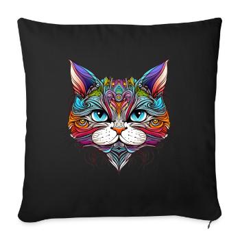 Regenbogen Katze Portrait - Sofakissen mit Füllung 45 x 45 cm - Schwarz - Vorne