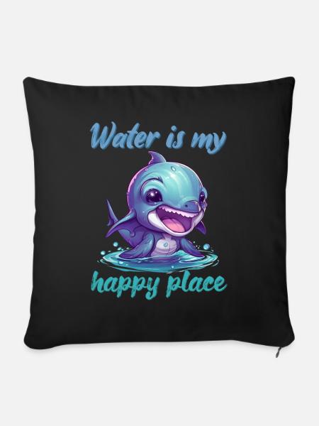 Water is my happy place - Sofakissen mit Füllung 45 x 45 cm - Schwarz