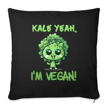 Kale oui je suis végétalien - chou frisé - Coussin et housse de 45 x 45 cm - noir - Devant