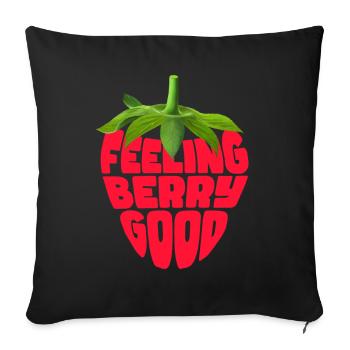 Feeling Berry Good Strawberry - Sofa pillow with filling 45cm x 45cm - black - Front