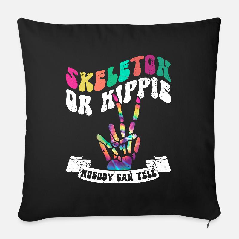 Skelett oder Hippie - Hippie Halloween - Sofakissen mit Füllung 45 x 45 cm - Schwarz