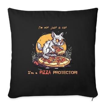 PizzaCat - I'm a Pizza Protector - Sofa pillow with filling 45cm x 45cm - black - Front