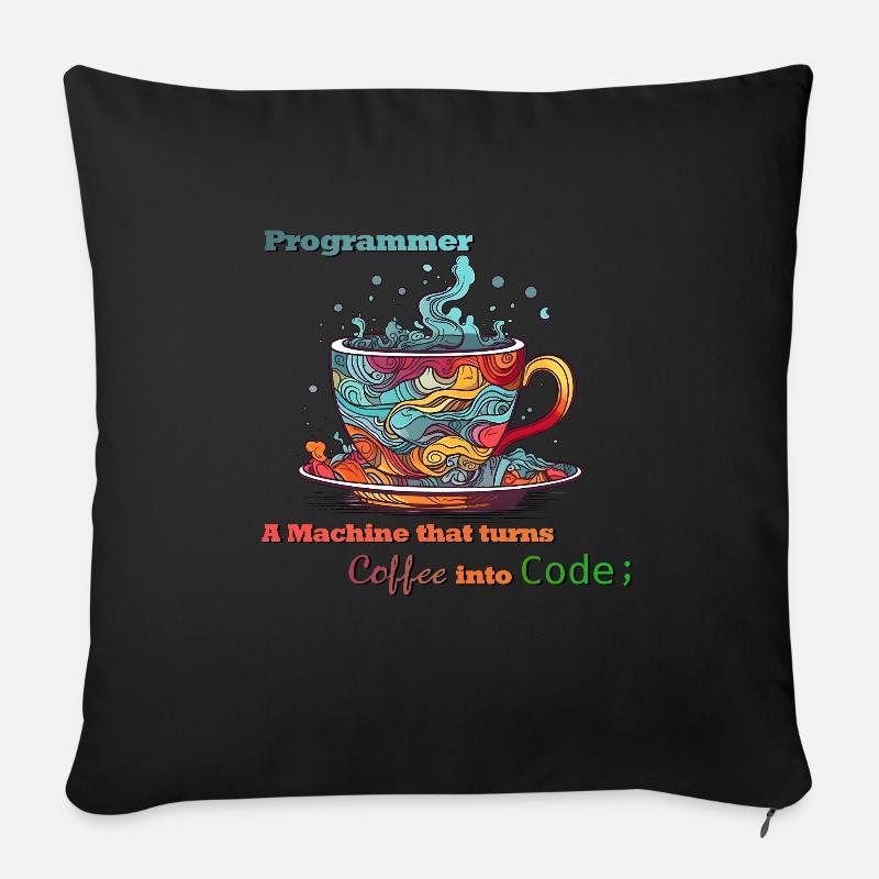 Programmer - Coffee into Code - Sofakissen mit Füllung 45 x 45 cm - Schwarz