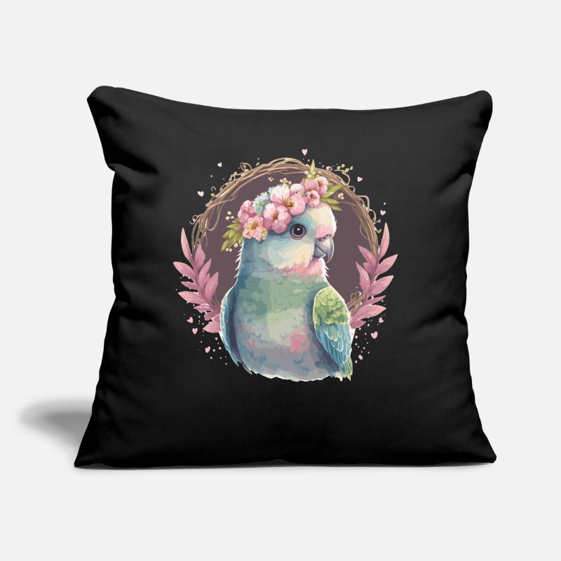 Mignon Perruche Oiseau Fleur Couronne Oiseaux de compagnie Coussin et housse de 45 x 45 cm