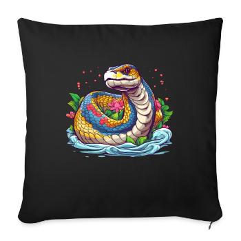 Rainbow Anaconda - Sofa pillow with filling 45cm x 45cm - black - Front