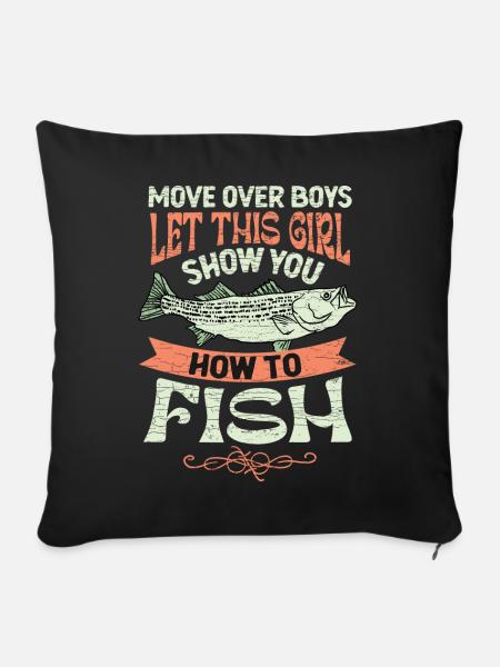 Angeln Anglerin Damen Geschenk - Sofakissen mit Füllung 45 x 45 cm - Schwarz