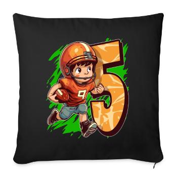 Je suis 5 enfant de football américain et de rugby - Coussin et housse de 45 x 45 cm - noir - Devant