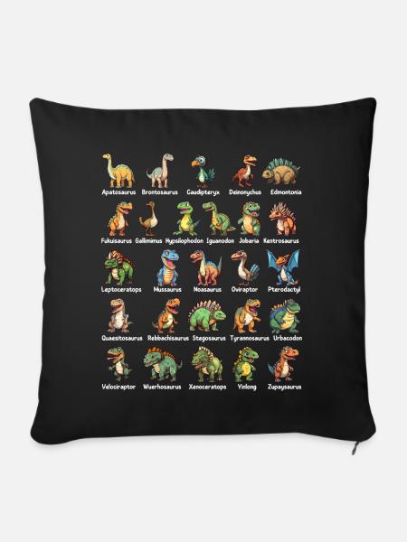 Dinosaurier ABC Dino Alphabet - Sofakissen mit Füllung 45 x 45 cm - Schwarz